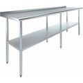 Amgood 24 in. X 96 in. Stainless Steel Prep Table with 1.5in Backsplash WT-2496-BS-Z